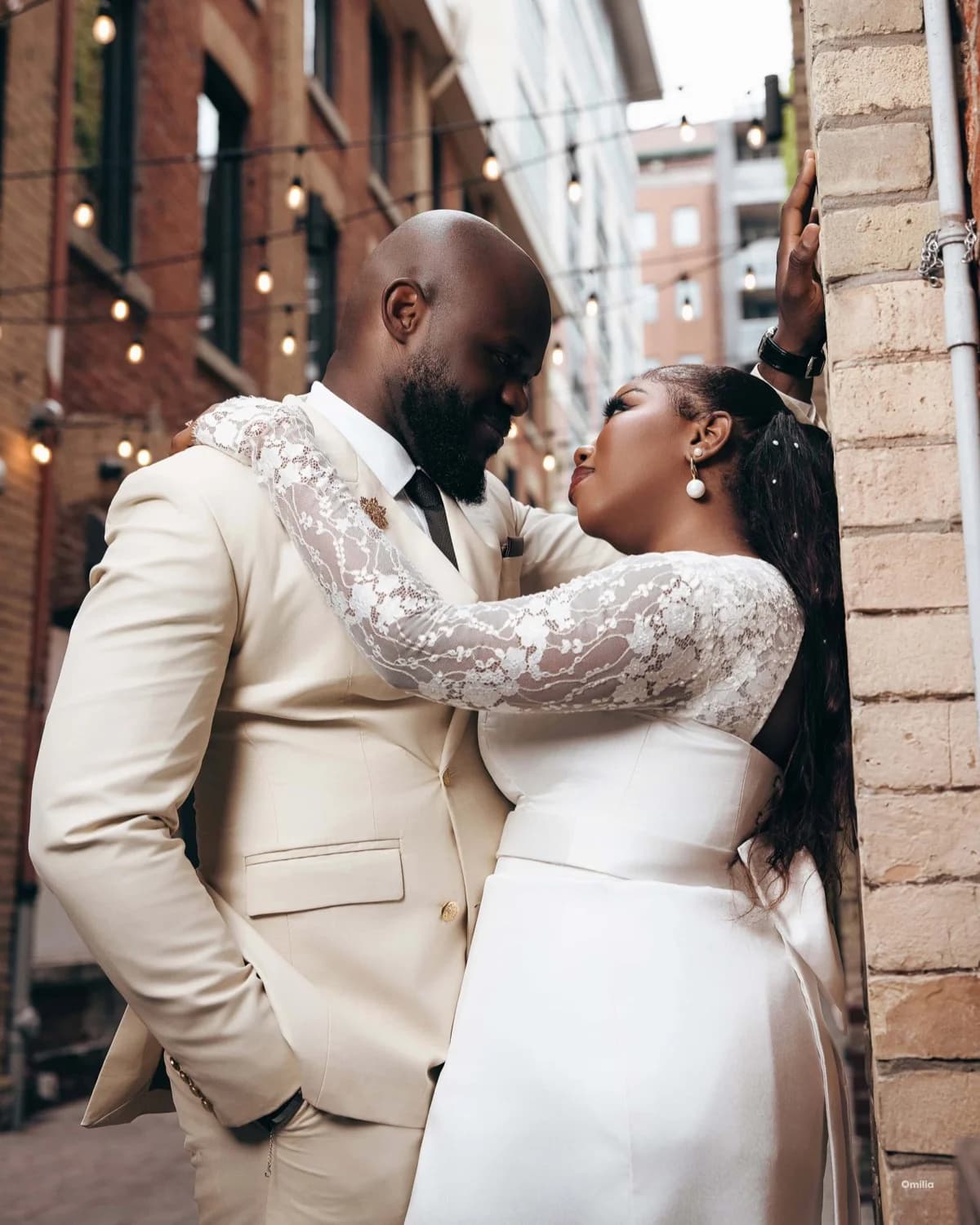 Black wedding couple portrait